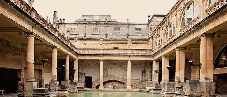 Image of inside the Roman bath spa in Bath city centre.