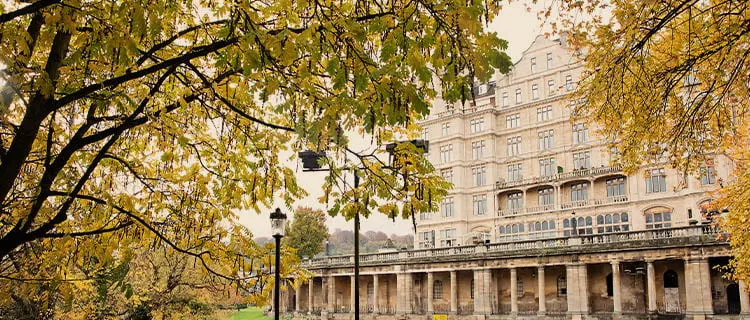 Close up landscape of image of Pulteney Cruisers on the river Avon in Bath City centre